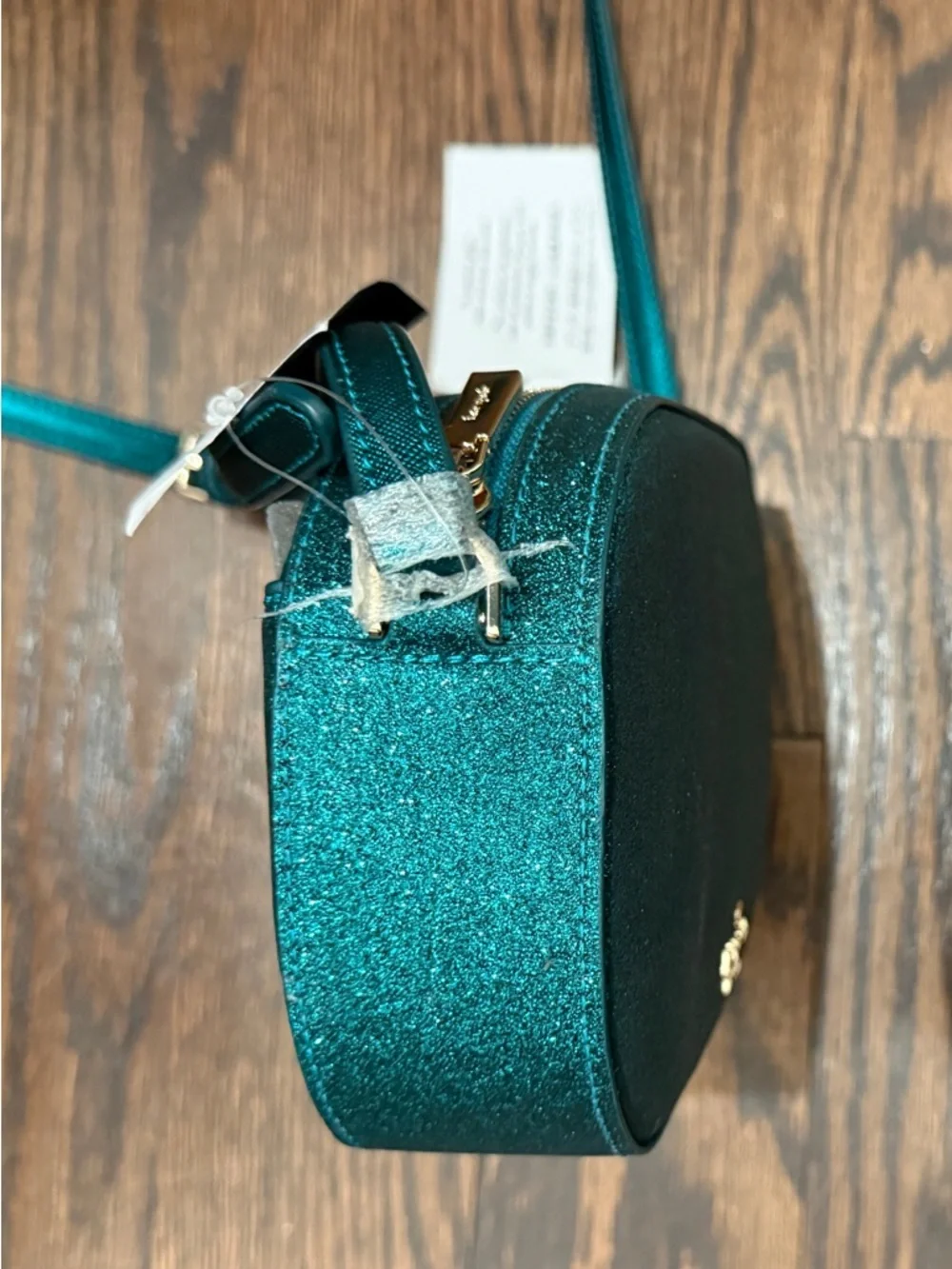 Kate Spade Teal Glitter Oval Crossbody Bag